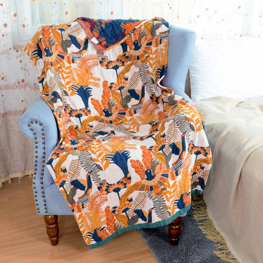Flower Bird Cotton Reversible Beach Bath Towel