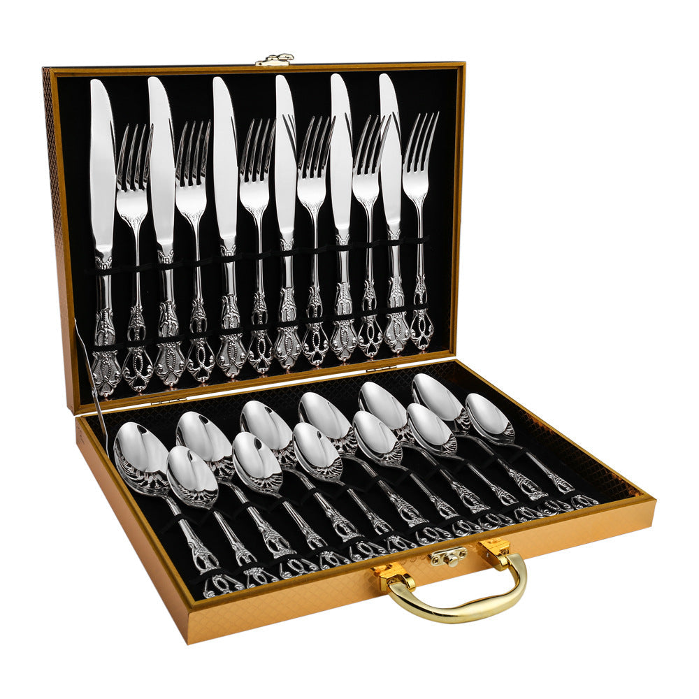 Stainless Steel Cutlery Set with Hand-Forged Finish