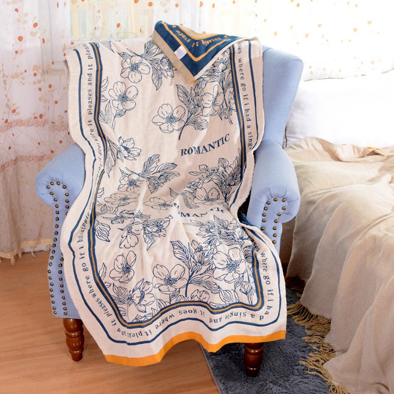 Flower Mixed Color Reversible Cotton Bath Towel