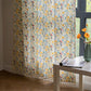 Yellow Flower Tassel Light Filtering Cotton Linen Curtain