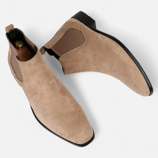 Virashoper Men’s Suede Square-Toe Chelsea Boots