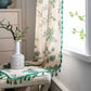 Green Pine Bird Pattern Tassel Curtain Bohemian Cotton Blend