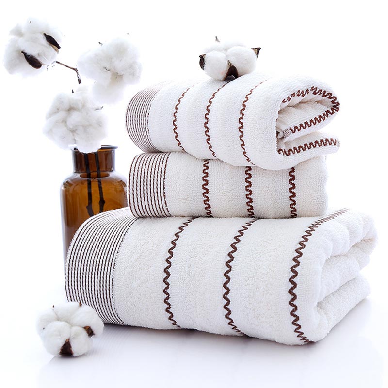 Striped Bath Towel Bathroom Towel Set 100% Cotton