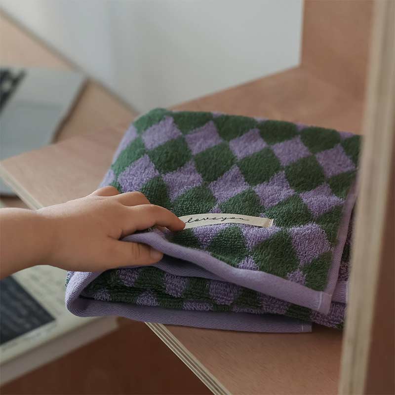 Vintage Plaid Cotton Bath Towel Set Lightweight Exfoliating