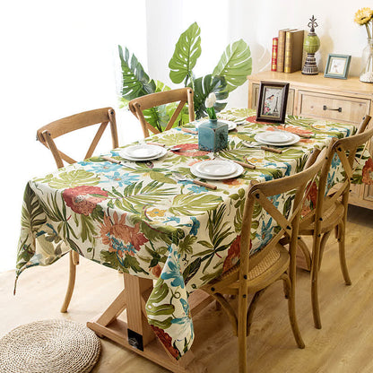 Tropical Monstera Cotton Tablecloth