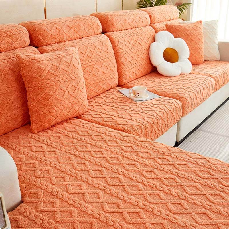 Full Wrap Soft Fleece Stretch Couch Cover for All Seasons
