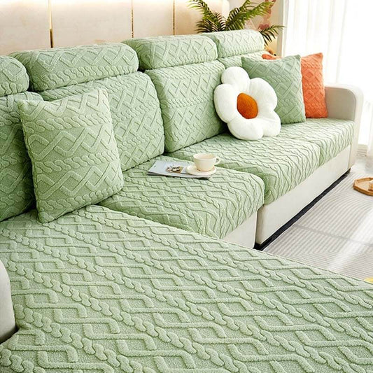 Full Wrap Soft Fleece Stretch Couch Cover for All Seasons