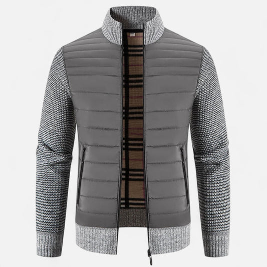 Virashoper Men’s Fleece Stand-Collar Patchwork Jacket