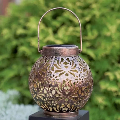 Outdoor Solar Lantern with Carved Design