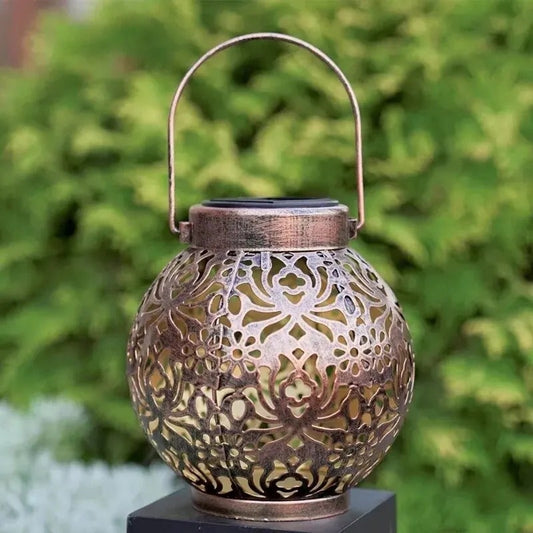 Outdoor Solar Lantern with Carved Design