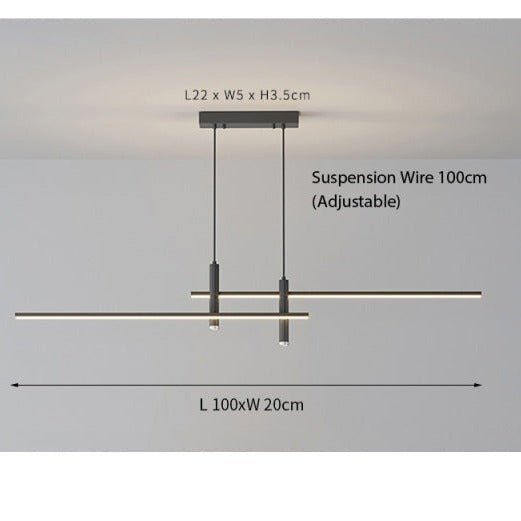 Modern LED Linear Pendant Light – Adjustable Height & Dimmable Options