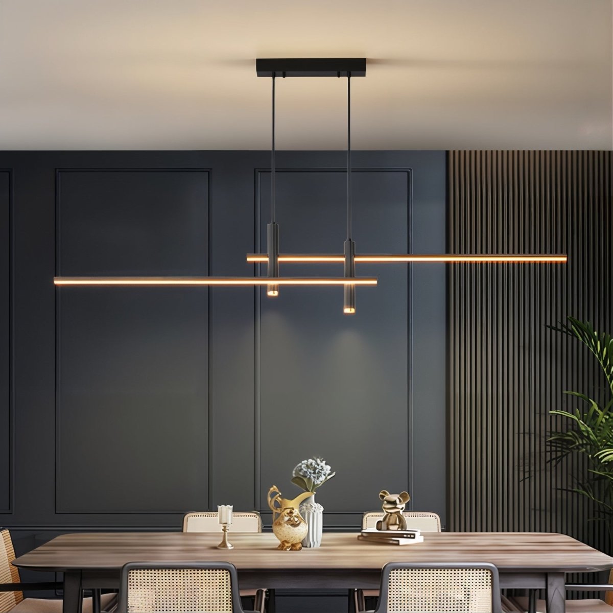 Modern LED Linear Pendant Light – Adjustable Height & Dimmable Options