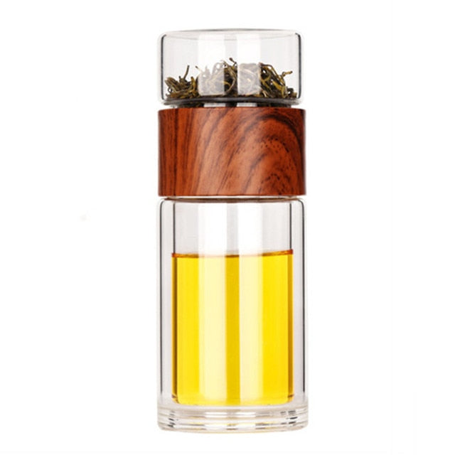 Glass Travel Tea Infuser Bottle – 230ml Double-Walled