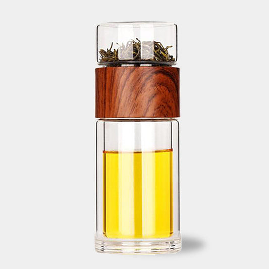 Glass Travel Tea Infuser Bottle – 230ml Double-Walled