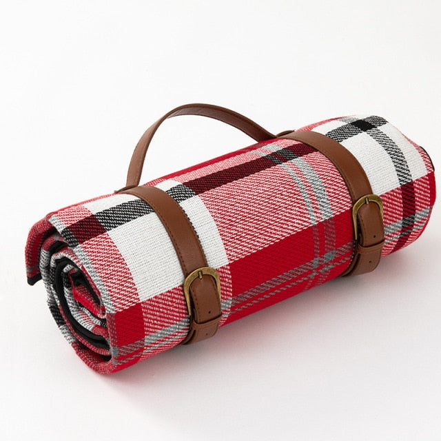 Check Picnic Blanket with Carry Straps – Family Size
