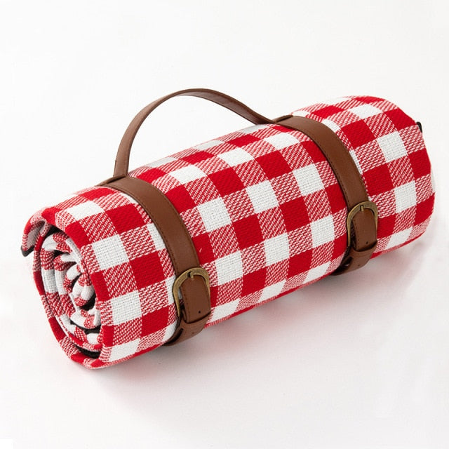 Check Picnic Blanket with Carry Straps – Family Size
