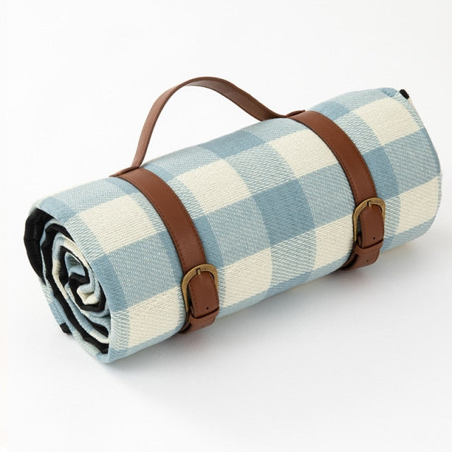 Check Picnic Blanket with Carry Straps – Family Size